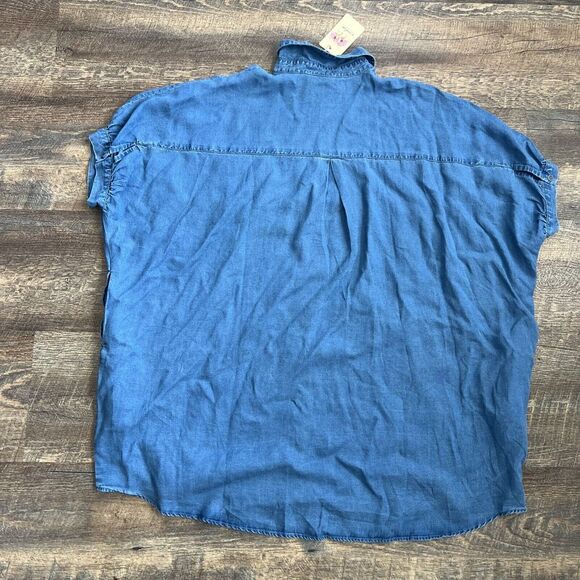 Entro Women's 100% Tencel "Denim" Mini Dress Blue Size Small Oversized Pockets - Picture 6 of 12